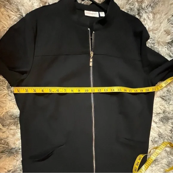 Belle by Kim Gravell boho work career Black zip jacket 3/4 sleeve tassels Large - Picture 10 of 12